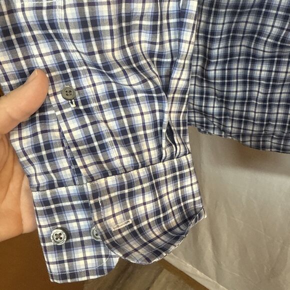 Jos A Bank Traveler Blue Plaid Button Down Dress Shirt Size XXL Preowned - Picture 6 of 16